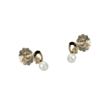 Pendiente oro bebe con perla de oro 18 kt