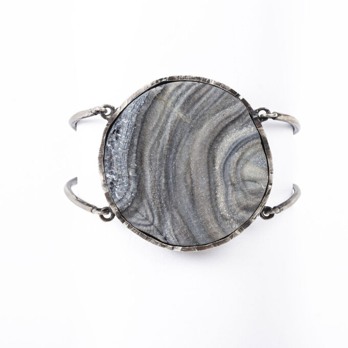 Pulsera silex chispa en plata de ley
