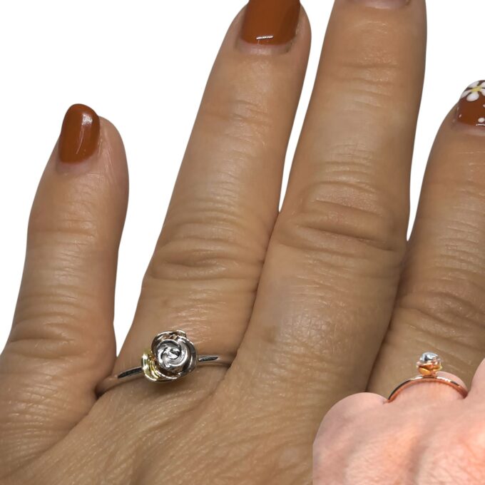 Anillo rosa en plata de ley - Imagen 4