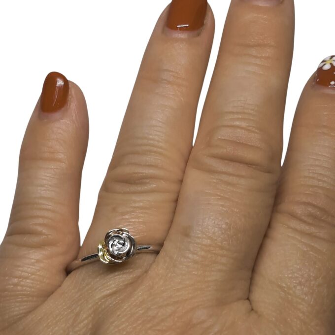 Anillo rosa en plata de ley - Imagen 5