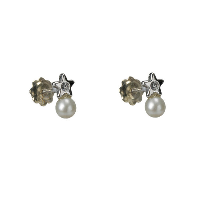 Pendiente Escuy, oro blanco 18 kt, - Imagen 2
