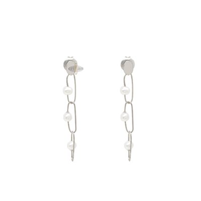 Pendientes admini, Oro Blanco 18 kt, perlas