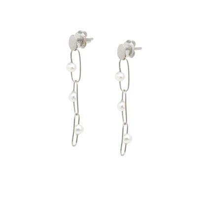 Pendientes admini, Oro Blanco 18 kt, perlas