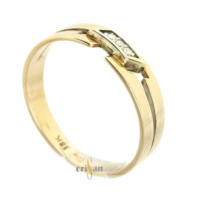 Anillo prometida, bicolor oro 18 kt , diamantes