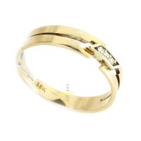 Anillo prometida, bicolor oro 18 kt , diamantes