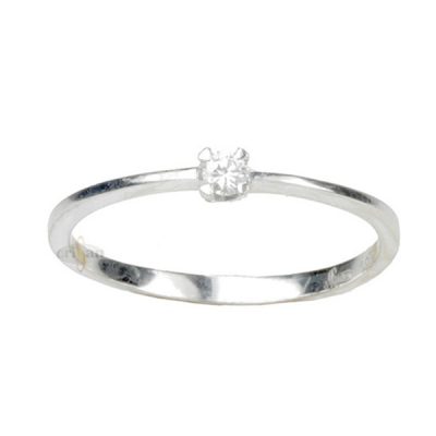 Anillo prometida oro blanco 18 kt, piedra diamante