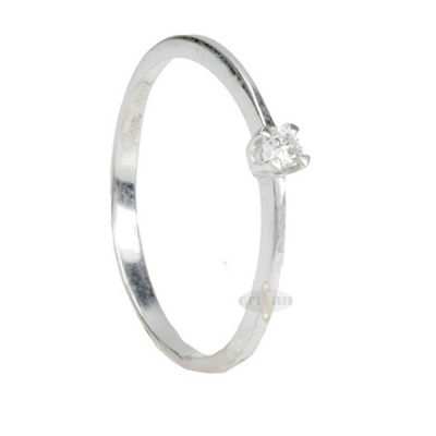 Anillo prometida oro blanco 18 kt, piedra diamante