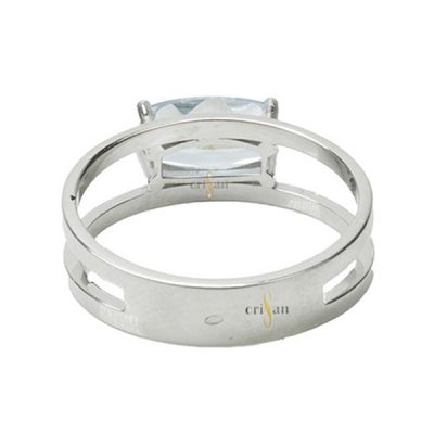 Anillo oro blanco, topacio